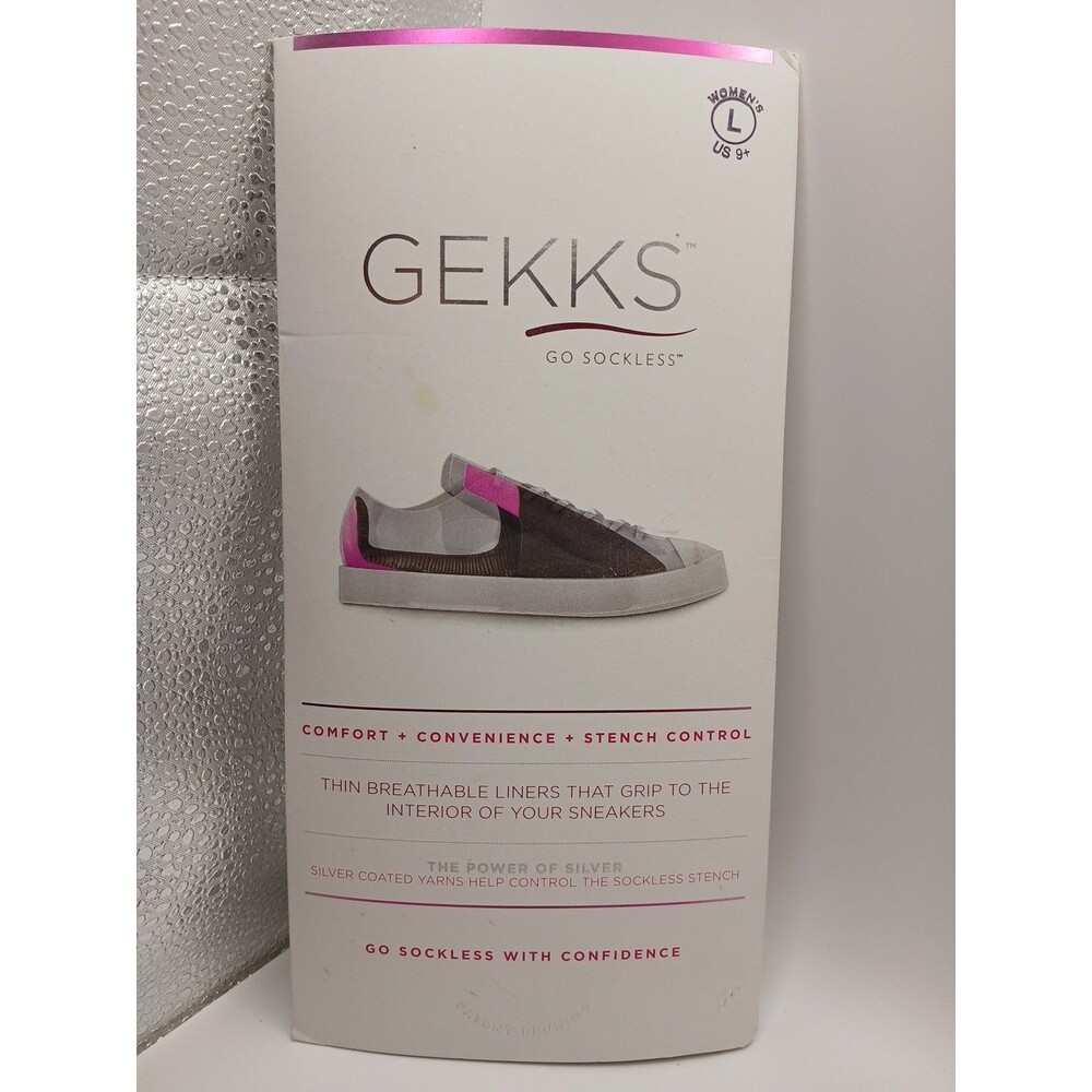 GEKKS No Show SNEAKER Liners Women’s LARGE 9+ Shoe Inserts BLACK New Package